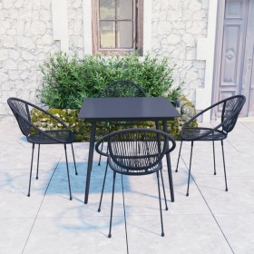 5-teiliges Garten-Essset aus schwarzem PVC-Rattan von vidaXL, Gartensets - Ref: Foro24-3060220, Preis: 456,99 €, Rabatt: %