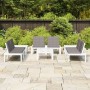 6-teiliges Gartenmöbel-Set mit weißen Kunststoffkissen von vidaXL, Gartensets - Ref: Foro24-3059833, Preis: 431,95 €, Rabatt: %