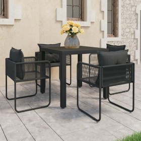 Set de comedor de jardín de 5 piezas PVC ratán negro de vidaXL, Conjuntos de jardín - Ref: Foro24-3060101, Precio: 478,99 €, ...