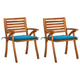 Garden dining chairs with cushions 2 pcs solid acacia wood by vidaXL, Garden chairs - Ref: Foro24-3060792, Price: 182,60 €, D...