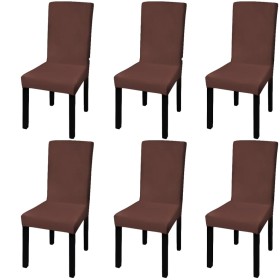 Straight elastic chair cover 6 units brown by vidaXL, Covers - Ref: Foro24-131423, Price: 22,20 €, Discount: %