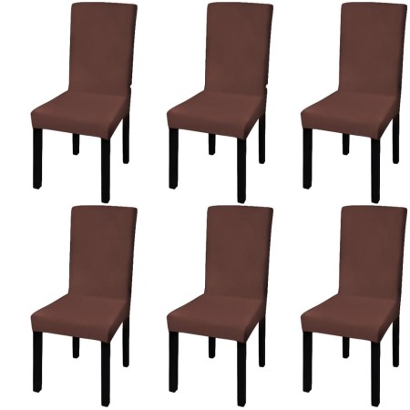 Straight elastic chair cover 6 units brown by vidaXL, Covers - Ref: Foro24-131423, Price: 22,20 €, Discount: %