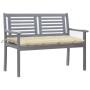 Garden bench 2 seats made of gray eucalyptus wood and cushion 120 cm by vidaXL, garden benches - Ref: Foro24-3061040, Price: ...