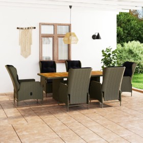 7-teiliges Garten-Essset und braune Kissen aus synthetischem Rattan von vidaXL, Gartensets - Ref: Foro24-3060145, Preis: 1,00...