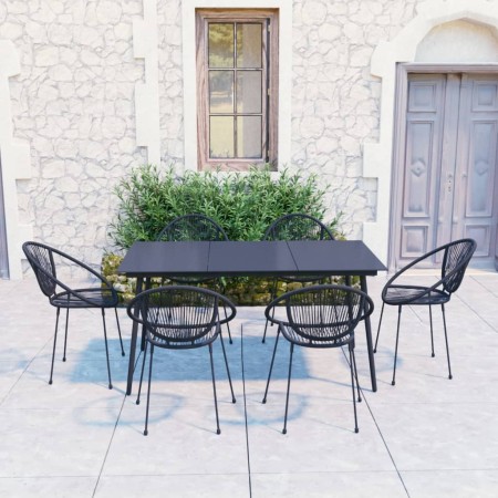 Juego de comedor para jardín 7 piezas ratán PVC negro de vidaXL, Conjuntos de jardín - Ref: Foro24-3060222, Precio: 670,80 €,...