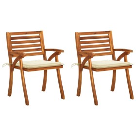 Garden dining chairs with cushions 2 pcs solid acacia wood by vidaXL, Garden chairs - Ref: Foro24-3060786, Price: 181,99 €, D...