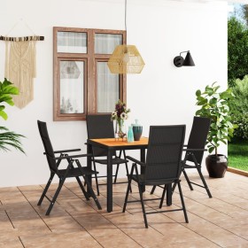 Juego de comedor de jardín 5 piezas negro y marrón de vidaXL, Conjuntos de jardín - Ref: Foro24-3060053, Precio: 375,12 €, De...