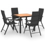 Juego de comedor de jardín 5 piezas negro y marrón de vidaXL, Conjuntos de jardín - Ref: Foro24-3060053, Precio: 374,46 €, De...