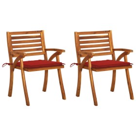 Garden dining chairs with cushions 2 pcs solid acacia wood by vidaXL, Garden chairs - Ref: Foro24-3060798, Price: 208,88 €, D...