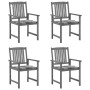 Garden chairs with cushions 4 pcs solid gray acacia wood by vidaXL, Garden chairs - Ref: Foro24-3061250, Price: 257,99 €, Dis...