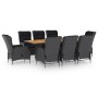 Set comedor jardín 9 pzas y cojines ratán sintético gris oscuro de vidaXL, Conjuntos de jardín - Ref: Foro24-3060139, Precio:...