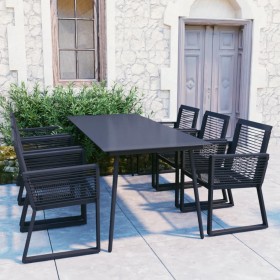 Juego de comedor para jardín 7 piezas ratán PVC negro de vidaXL, Conjuntos de jardín - Ref: Foro24-3060217, Precio: 592,34 €,...