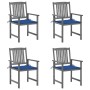 Garden chairs with cushions 4 pcs solid gray acacia wood by vidaXL, Garden chairs - Ref: Foro24-3061242, Price: 264,31 €, Dis...