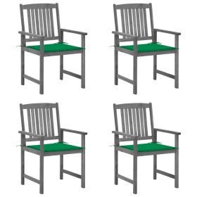 Garden chairs with cushions 4 pcs solid gray acacia wood by vidaXL, Garden chairs - Ref: Foro24-3061232, Price: 256,99 €, Dis...