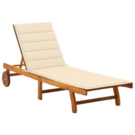 Garden sun lounger with solid acacia wood cushion. by vidaXL, Loungers - Ref: Foro24-3061346, Price: 188,30 €, Discount: %