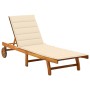 Garden sun lounger with solid acacia wood cushion. by vidaXL, Loungers - Ref: Foro24-3061346, Price: 200,65 €, Discount: %