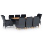 Set comedor jardín 9 piezas cojines ratán sintético gris oscuro de vidaXL, Conjuntos de jardín - Ref: Foro24-3060186, Precio:...