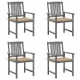 Garden chairs with cushions 4 pcs solid gray acacia wood by vidaXL, Garden chairs - Ref: Foro24-3061228, Price: 272,52 €, Dis...