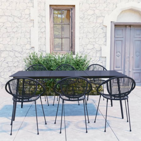 Juego de comedor para jardín 7 piezas ratán PVC negro de vidaXL, Conjuntos de jardín - Ref: Foro24-3060223, Precio: 750,84 €,...