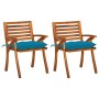 Garden dining chairs with cushions 2 pcs solid acacia wood by vidaXL, Garden chairs - Ref: Foro24-3060837, Price: 179,54 €, D...