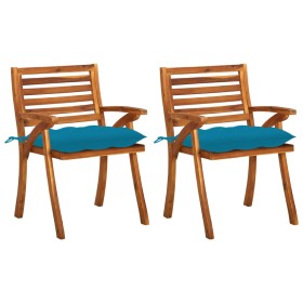 Garden dining chairs with cushions 2 pcs solid acacia wood by vidaXL, Garden chairs - Ref: Foro24-3060837, Price: 178,99 €, D...