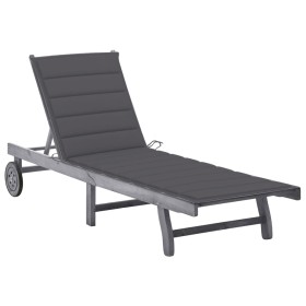 Garden lounger with solid gray acacia wood cushion by vidaXL, Loungers - Ref: Foro24-3061359, Price: 189,99 €, Discount: %