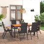 Juego de comedor para jardín 7 piezas negro y marrón de vidaXL, Conjuntos de jardín - Ref: Foro24-3060079, Precio: 670,33 €, ...