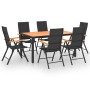 Juego de comedor para jardín 7 piezas negro y marrón de vidaXL, Conjuntos de jardín - Ref: Foro24-3060079, Precio: 670,33 €, ...