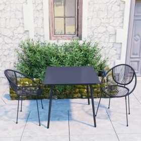 Juego de comedor de jardín 3 piezas ratán PVC negro de vidaXL, Conjuntos de jardín - Ref: Foro24-3060219, Precio: 276,99 €, D...