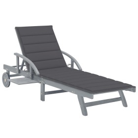 Garden lounger with solid acacia wood cushion by vidaXL, Loungers - Ref: Foro24-3061329, Price: 189,99 €, Discount: %