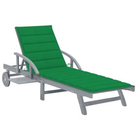 Garden lounger with solid acacia wood cushion by vidaXL, Loungers - Ref: Foro24-3061334, Price: 190,99 €, Discount: %