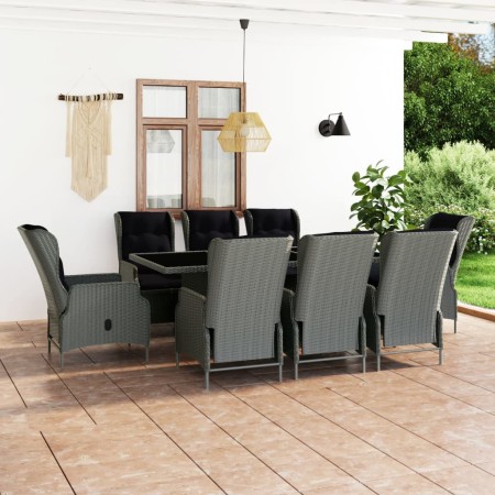 Garden dining set 9 pieces and light gray synthetic rattan cushions by vidaXL, Garden sets - Ref: Foro24-3060142, Price: 2,00...