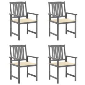 Garden chairs with cushions 4 pcs solid gray acacia wood by vidaXL, Garden chairs - Ref: Foro24-3061226, Price: 264,22 €, Dis...