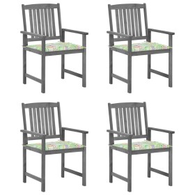 Garden chairs with cushions 4 pcs solid gray acacia wood by vidaXL, Garden chairs - Ref: Foro24-3061246, Price: 265,79 €, Dis...