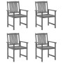 Garden chairs with cushions 4 pcs solid gray acacia wood by vidaXL, Garden chairs - Ref: Foro24-3061246, Price: 265,49 €, Dis...