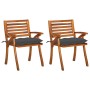 Sillas de comedor jardín con cojines 2 uds madera maciza acacia de vidaXL, Sillas de jardín - Ref: Foro24-3060825, Precio: 19...