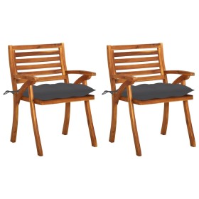 Sillas de comedor jardín con cojines 2 uds madera maciza acacia de vidaXL, Sillas de jardín - Ref: Foro24-3060825, Precio: 19...