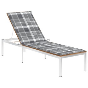 Lounger with solid acacia wood and stainless steel cushion by vidaXL, Loungers - Ref: Foro24-3061472, Price: 219,99 €, Discou...