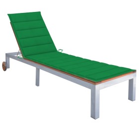 Sun lounger with solid acacia wood and galvanized steel cushion by vidaXL, Loungers - Ref: Foro24-3061547, Price: 255,99 €, D...