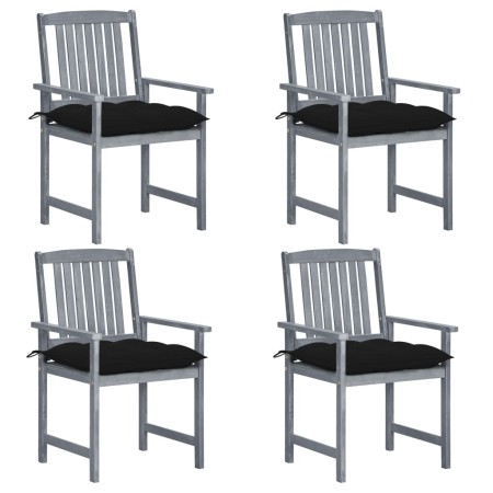 Garden chairs with cushions 4 pcs solid gray acacia wood by vidaXL, Garden chairs - Ref: Foro24-3061266, Price: 264,35 €, Dis...