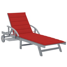 Garden lounger with solid acacia wood cushion by vidaXL, Loungers - Ref: Foro24-3061335, Price: 201,60 €, Discount: %