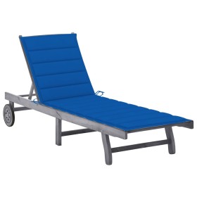 Garden lounger with solid gray acacia wood cushion by vidaXL, Loungers - Ref: Foro24-3061369, Price: 186,99 €, Discount: %