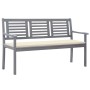 3-seater garden bench in gray eucalyptus wood and 150 cm cushion by vidaXL, garden benches - Ref: Foro24-3061052, Price: 196,...