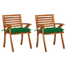 Garden dining chairs with cushions 2 pcs solid acacia wood by vidaXL, Garden chairs - Ref: Foro24-3060840, Price: 186,52 €, D...