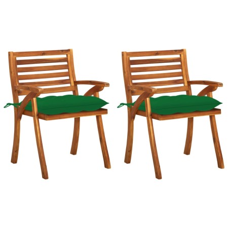 Garden dining chairs with cushions 2 pcs solid acacia wood by vidaXL, Garden chairs - Ref: Foro24-3060840, Price: 185,84 €, D...