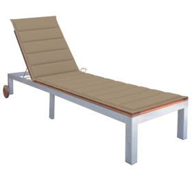 Sun lounger with solid acacia wood and galvanized steel cushion by vidaXL, Loungers - Ref: Foro24-3061545, Price: 260,99 €, D...