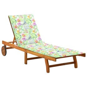 Garden lounger with solid acacia wood cushion by vidaXL, Loungers - Ref: Foro24-3061356, Price: 185,99 €, Discount: %