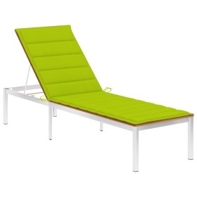 Lounger with solid acacia wood and stainless steel cushion by vidaXL, Loungers - Ref: Foro24-3061469, Price: 236,92 €, Discou...