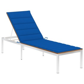 Sun lounger with solid acacia wood and stainless steel cushion by vidaXL, Loungers - Ref: Foro24-3061468, Price: 218,99 €, Di...