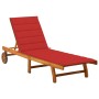 Garden sun lounger with solid acacia wood cushion. by vidaXL, Loungers - Ref: Foro24-3061350, Price: 200,65 €, Discount: %